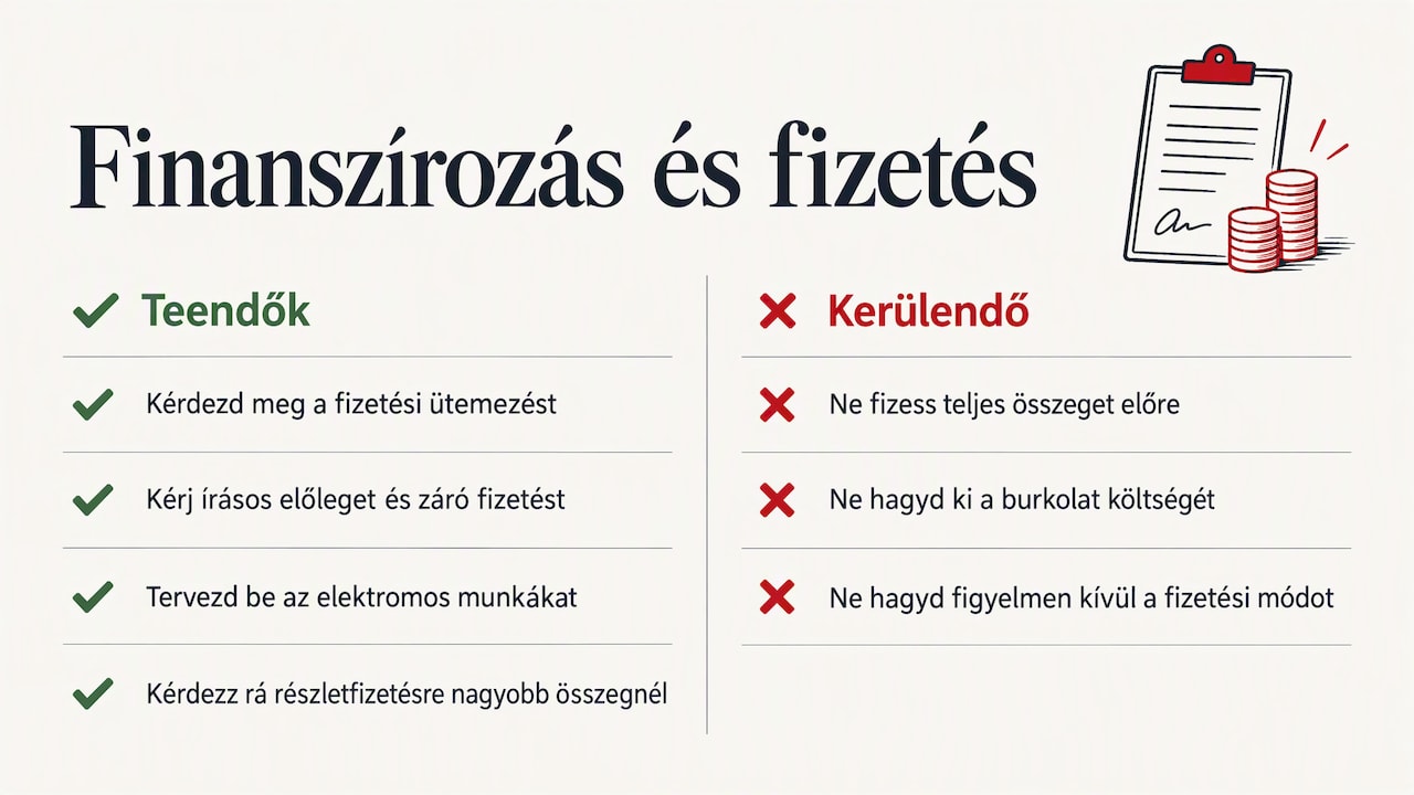 Finanszírozási lehetőségek és fizetési ütemezés — overview diagram