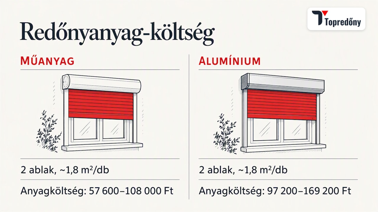 Redőnycsere költsége 2026-ban: mitől függ, mivel számoljon? 1 Műanyag és alumínium redőnyök példaköltségeinek összevetése